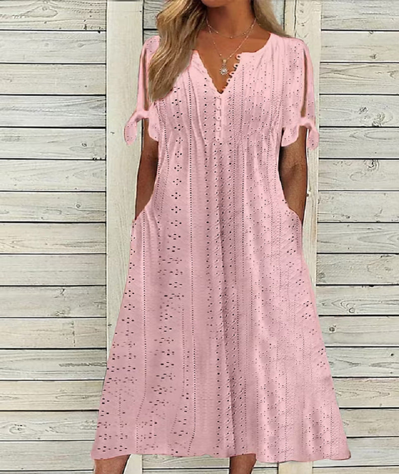 👗【S-3XL】Jednoduché nové dámské letní bavlněné a lněné šaty, pohodlné a prodyšné tkaniny