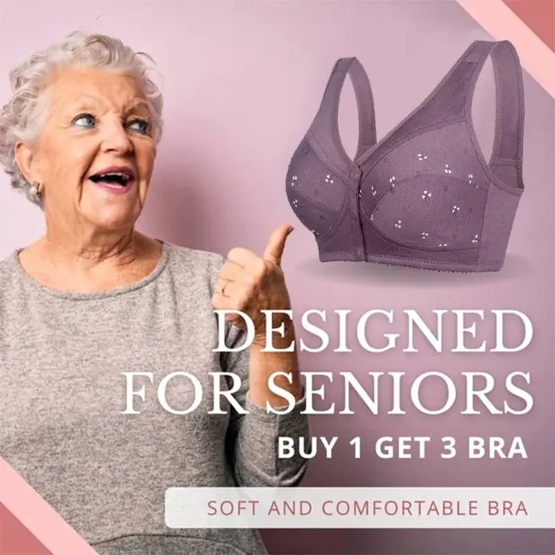 ✨【Koupit 1 dostanete 2 zdarma】【 40-105kg】 🎉Elegantní bavlněná podprsenka středního věku s knoflíky