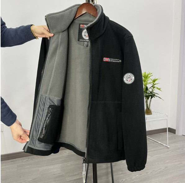 【XS-3XL】 Pánská silná sametová fleecová bunda, podzim a zima, teplá, lehká, velká velikost_3787380