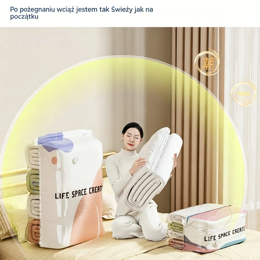 👕📦【Zestaw 5 sztuk!】Worki próżniowe do kompresji ubrań, nie wymagają pompki | Dwuwarstwowy pasek uszczelniający o pogrubionej konstrukcji zapobiegający pękaniu i przeciekaniu.