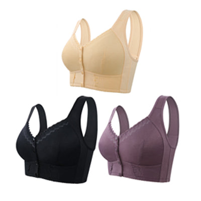 (3bucăți)💕🎁【45kg-155kg】Sutien extra mare din bumbac moale respirabil, stil cu nasturi în față