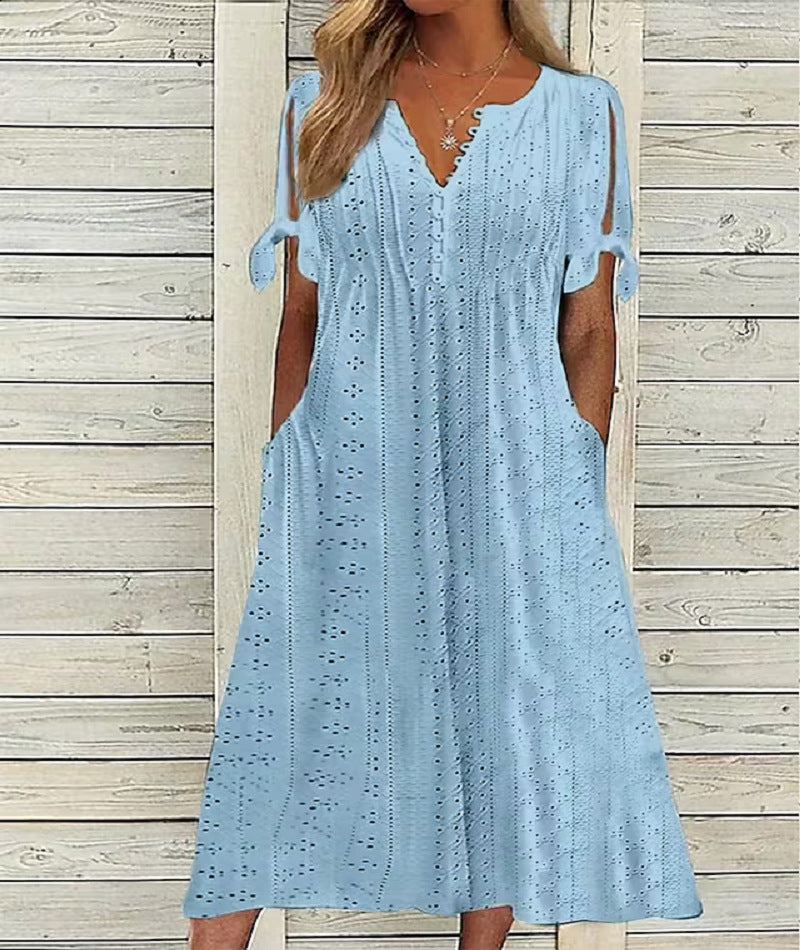 👗【S-3XL】Jednoduché nové dámské letní bavlněné a lněné šaty, pohodlné a prodyšné tkaniny