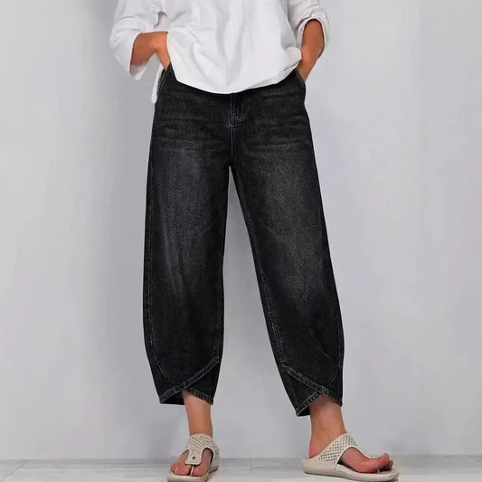 👖【Vylepšený denim, měkký a prodyšný】 módní volné džíny pro volný čas