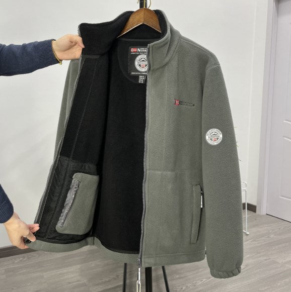 【XS-3XL】 Pánská silná sametová fleecová bunda, podzim a zima, teplá, lehká, velká velikost_3787380