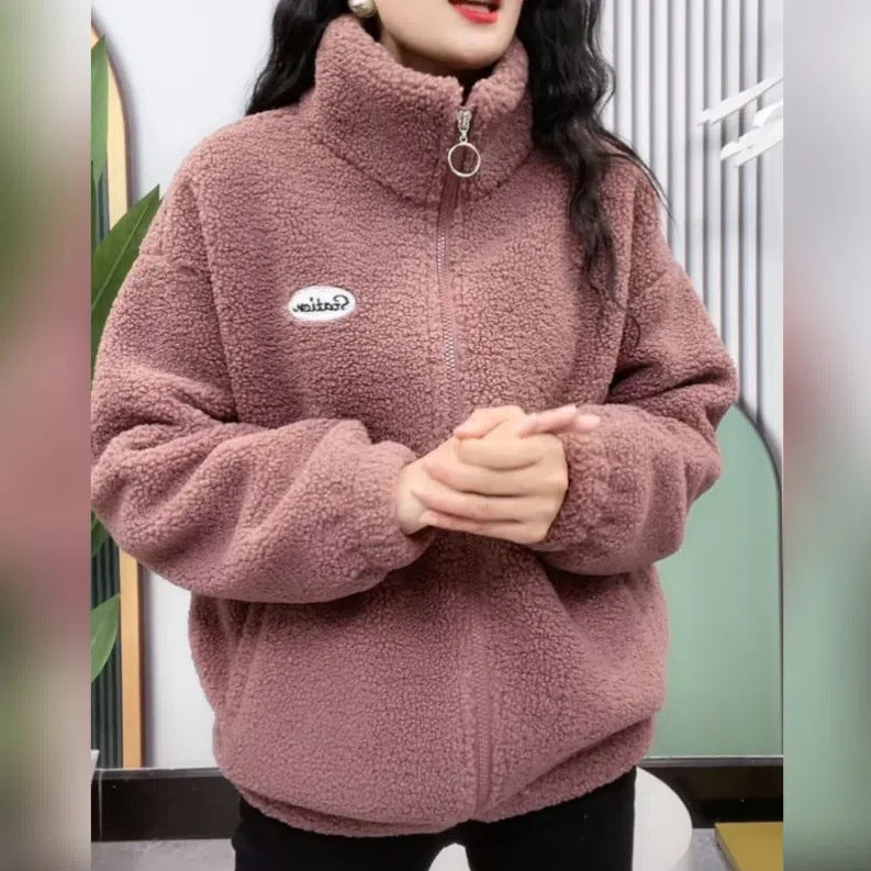 💌【M-4XL】Zimní fleecová bunda, bavlněná bunda, zesílená bavlněná bunda z jehněčí vlny, teplá bunda