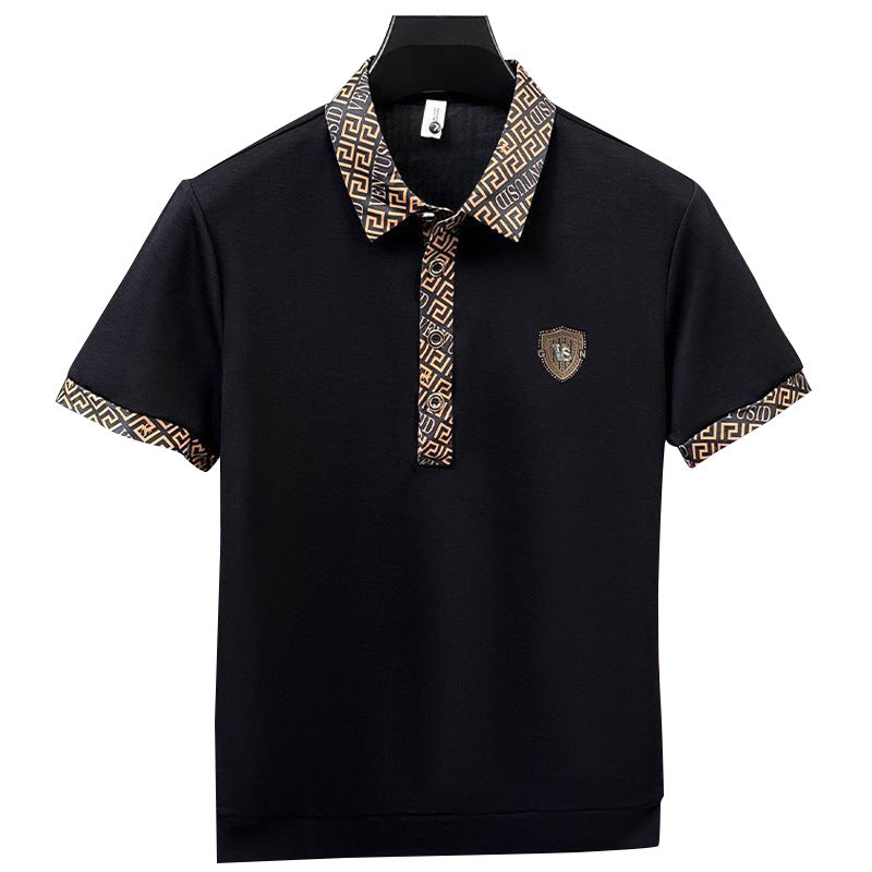 【🔥Žhavá akce】👕♂️ Elegantní pánské polo tričko s límečkem – klasická černá barva s jemnou výšivkou