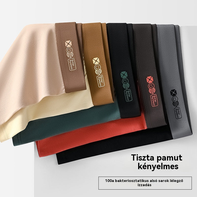 【10 darabos】Férfi tiszta pamutból készült, középderekú, egyszínű boxeralsó