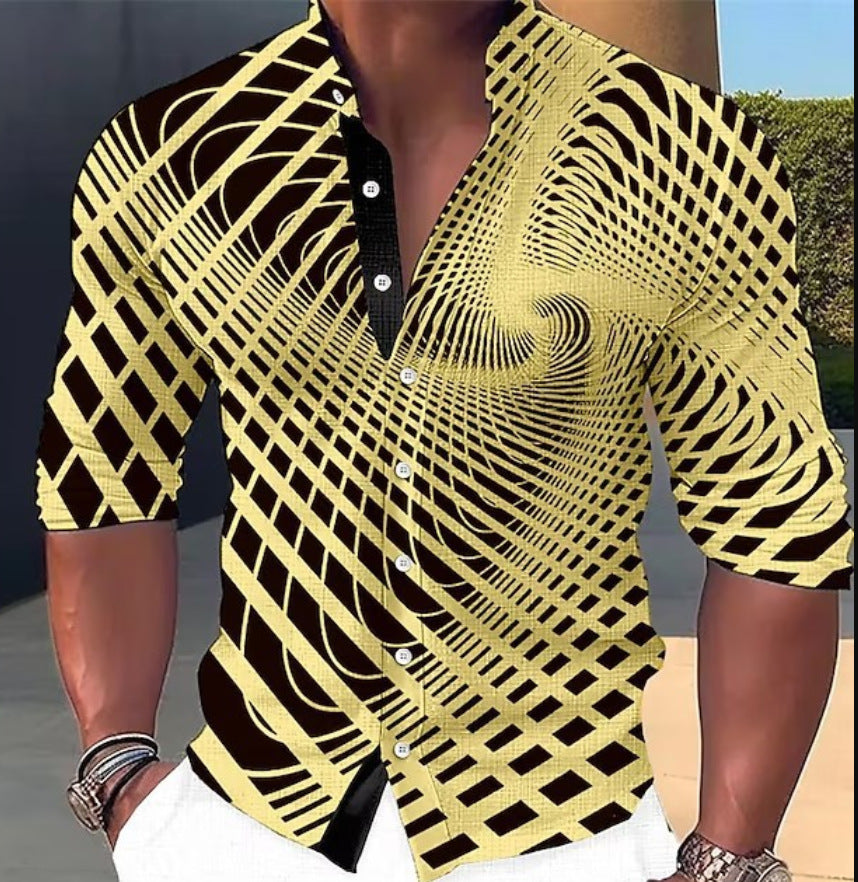 👔【S-6XL】Pánská trendy ležérní košile s dlouhým rukávem s 3D digitálním potiskem