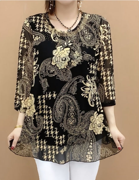 🔥 35%OFF 🔥【XL-6XL】Nový 2025 Letní košile, široká elastická, krytí břicha, top