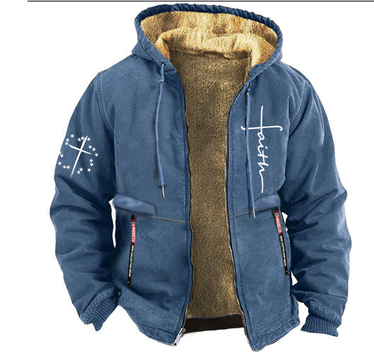 😛【S-3XL】Módní podzimní a zimní pánská bunda, teplý, měkký samet, volný střih