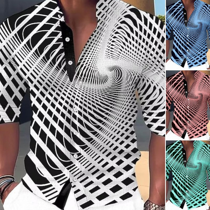 👔【S-6XL】Pánská trendy ležérní košile s dlouhým rukávem s 3D digitálním potiskem