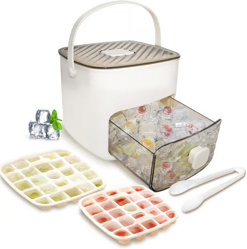 💞¡Ventas superiores a 50 000! 💥🥤🧊 ¡50 % de descuento! Máquina de hielo con función de almacenamiento: produce 48 cubitos a la vez, tapa a prueba de fugas. Apilable, ahorra espacio. Incluye pala y pinzas para hielo 🏖️✅
