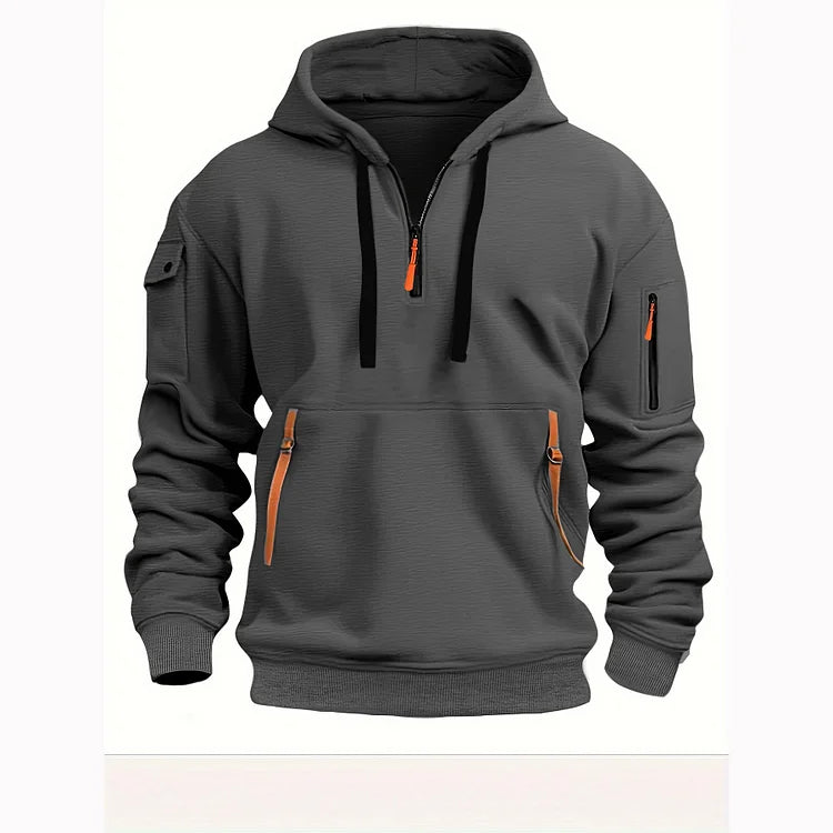 🔥💥【S-5XL】 Pánská mikina na zip s mnoha kapsami-3780670