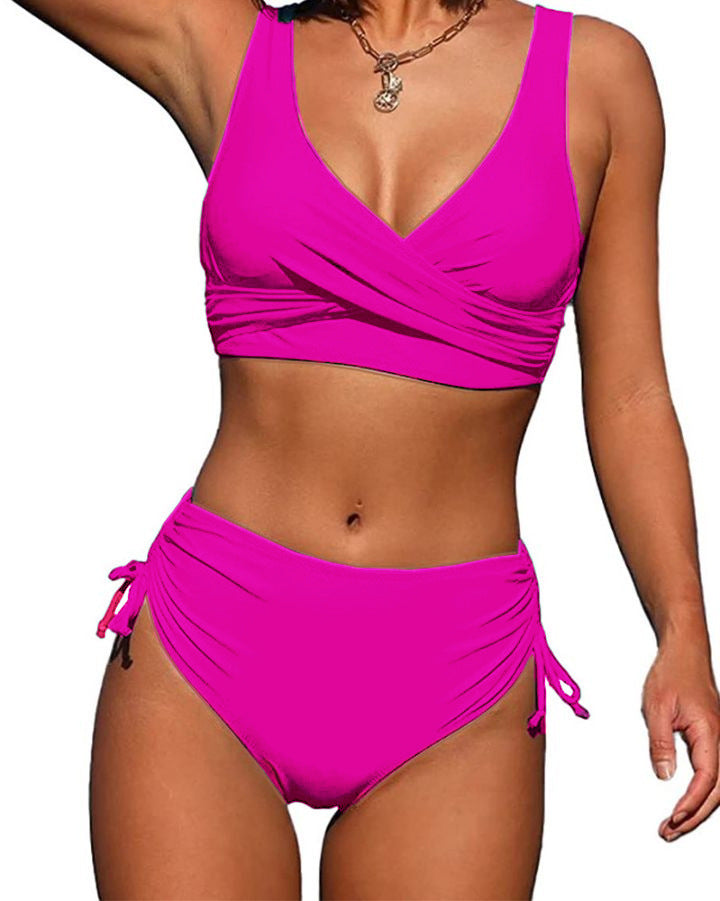 👙【Sleva na nový produkt】🏖️🌴【S-3XL】Nové dámské jednoduché jednobarevné, rychleschnoucí, pohodlné a prodyšné bikiny pro léto 2025.