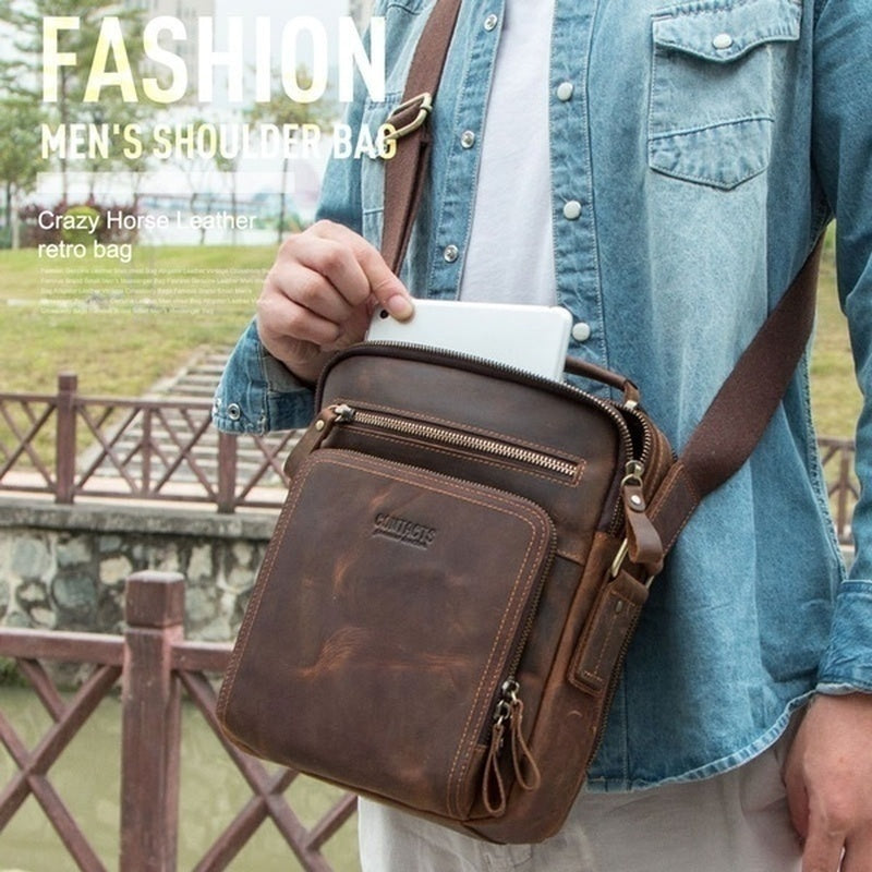 🎉👜【Nový produkt🔥】【Limitovaná edice】Pánská módní ležérní kabelka přes rameno z pravé kůže
