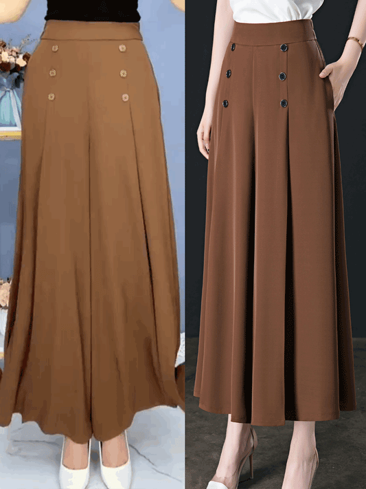 🔥Falda de pantalón de pierna ancha y cintura alta drapeada a la moda para mujer