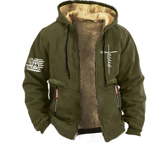 😛【S-3XL】Módní podzimní a zimní pánská bunda, teplý, měkký samet, volný střih