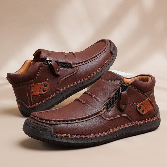 👞 Męskie, ręcznie robione, skórzane, wsuwane buty do jazdy samochodem – szeroki nosek, wsparcie łuku stopy
