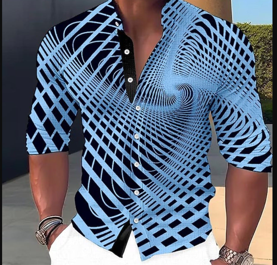 👔【S-6XL】Pánská trendy ležérní košile s dlouhým rukávem s 3D digitálním potiskem