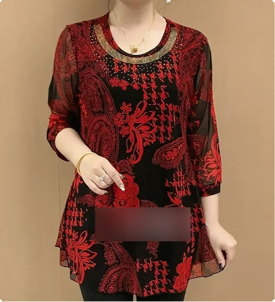 🔥 35%OFF 🔥【XL-6XL】Nový 2025 Letní košile, široká elastická, krytí břicha, top