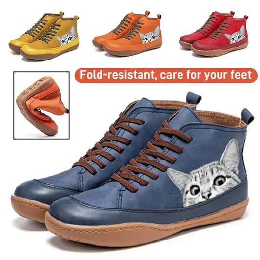 【35-43】Zapatos cómodos con estampado de gato para mujer