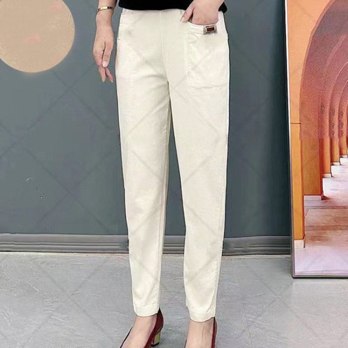 š„ćM-6XLćPantalones casuales versĆ”tiles microelĆ”sticos de talla grande para mujer_4240595