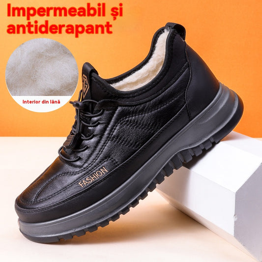 🔥【39-45】Zapatos deportivos casuales de invierno 2025 para hombre, nuevos, de cuero genuino, impermeables, con suela suave de terciopelo