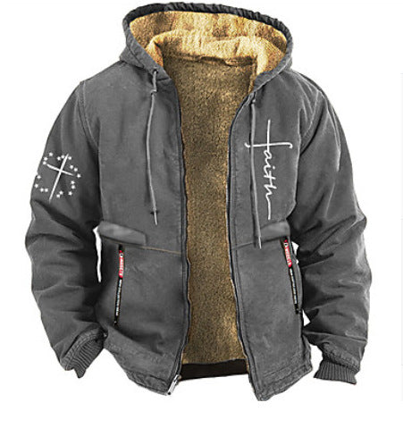 😛【S-3XL】Módní podzimní a zimní pánská bunda, teplý, měkký samet, volný střih