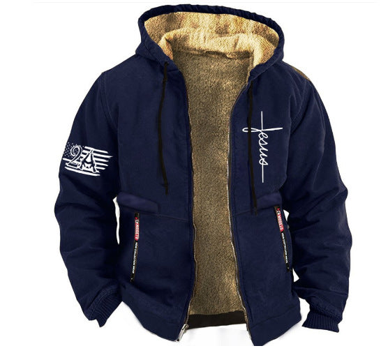 😛【S-3XL】Módní podzimní a zimní pánská bunda, teplý, měkký samet, volný střih