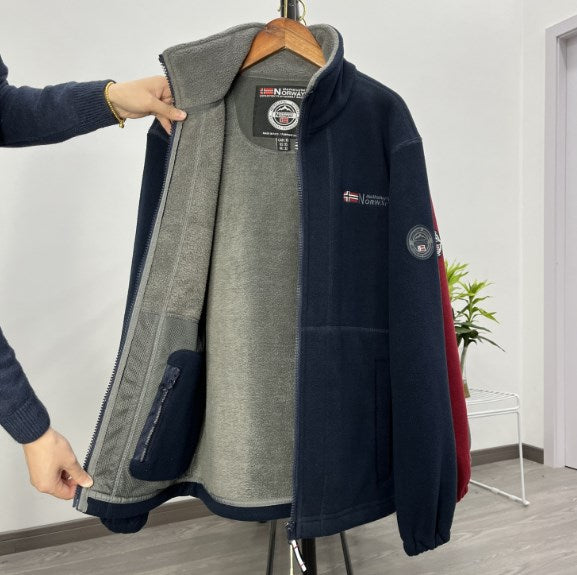 【XS-3XL】 Pánská silná sametová fleecová bunda, podzim a zima, teplá, lehká, velká velikost_3787380