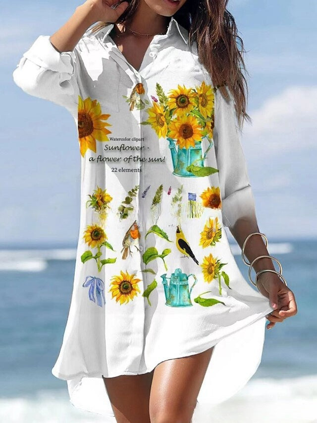 【Časově omezená nabídka】 🌻【S-3XL】 Jarní nové květinové košilové šaty