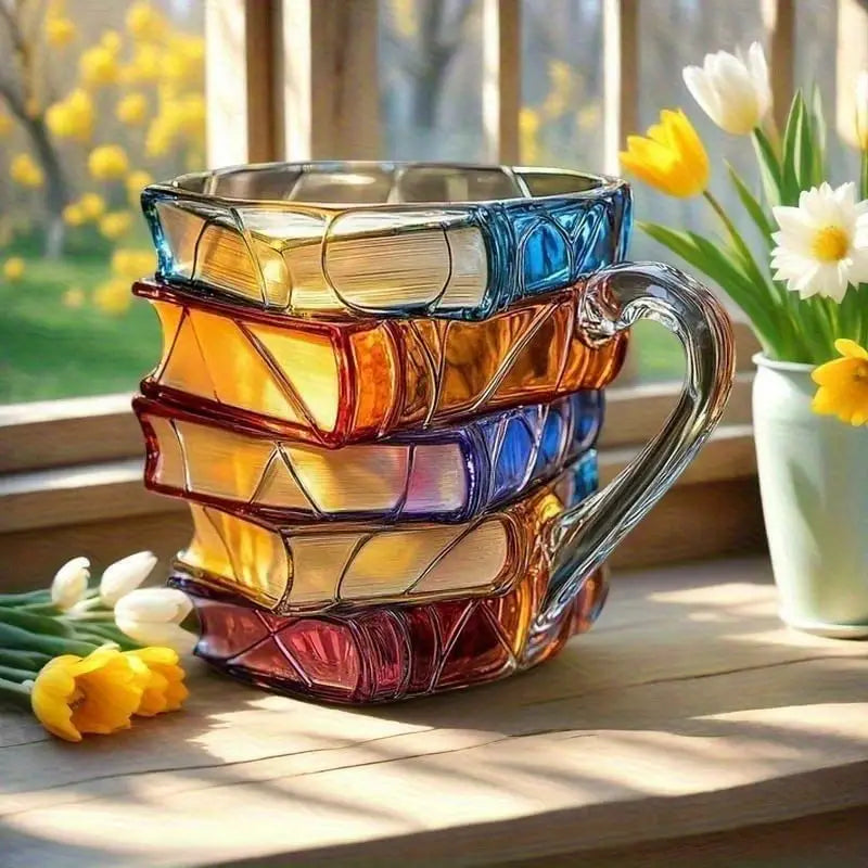 ☕【Časově omezená sleva】📚3D malovaný šálek na kávu ve tvaru knihy