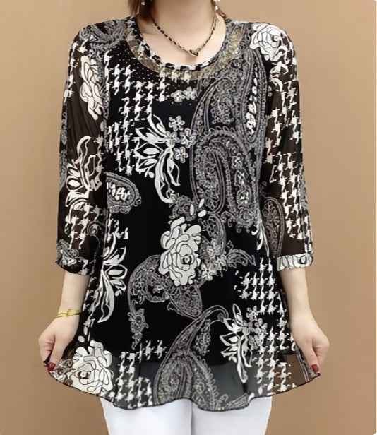 🔥 35%OFF 🔥【XL-6XL】Nový 2025 Letní košile, široká elastická, krytí břicha, top