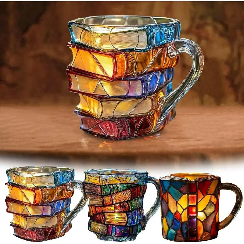 ☕【Časově omezená sleva】📚3D malovaný šálek na kávu ve tvaru knihy