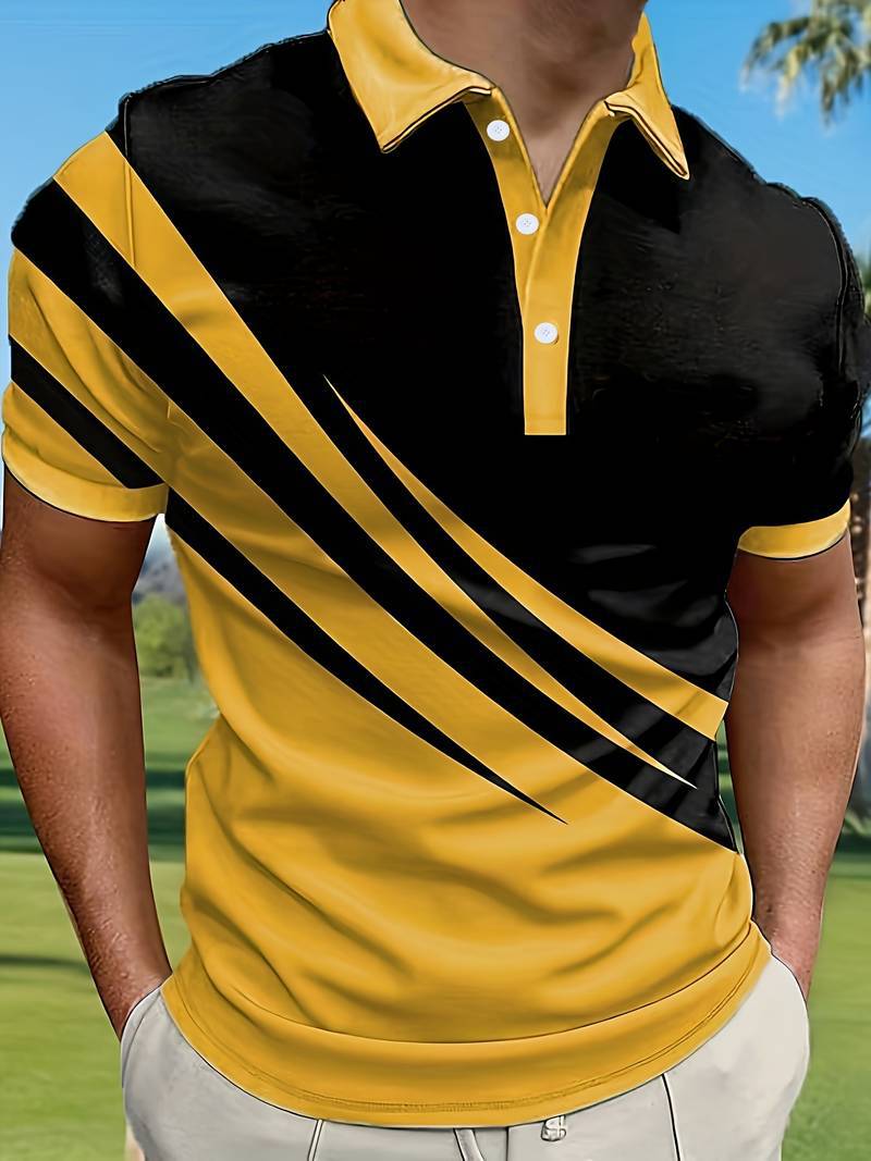 👔【S-6XL】Nueva camisa polo de verano para hombre con estampado 3D a rayas