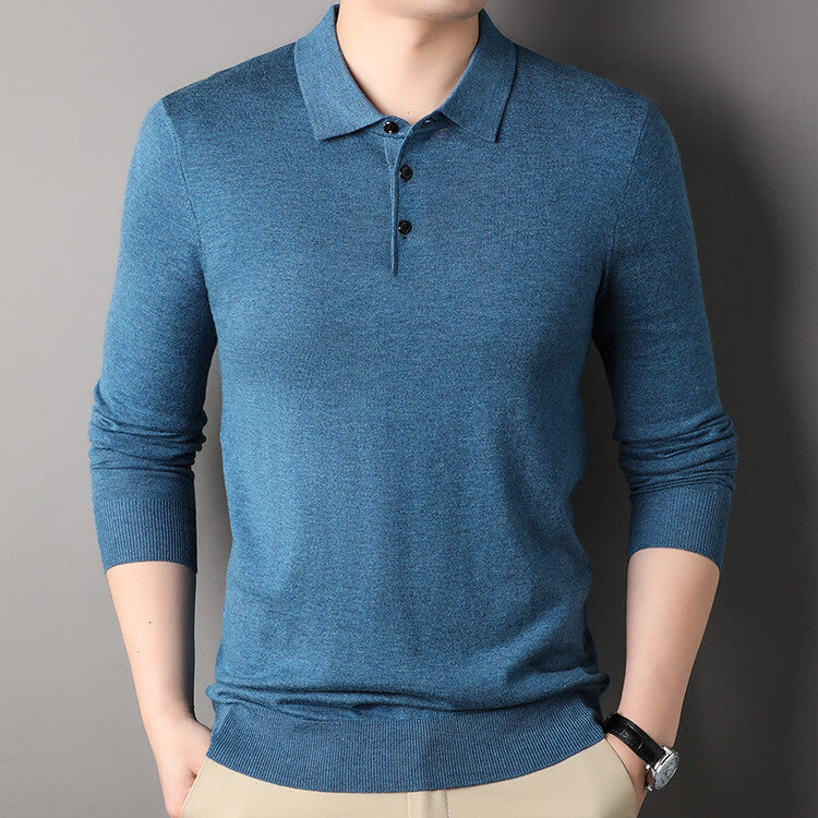 🔥👔【M-4XL】Męski sweter z kołnierzykiem w jednolitym kolorze, odpowiedni na jesień i zimę_4160530