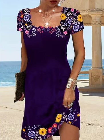 💗👗 2025 Velké letní šaty s vlnitým límcem a krátkým rukávem Ležérní šaty
