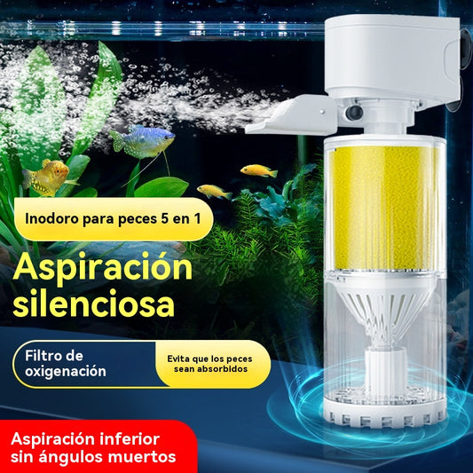 🐟Sistema de circulación de agua de acuario con filtro 3 en 1, funcionamiento silencioso.