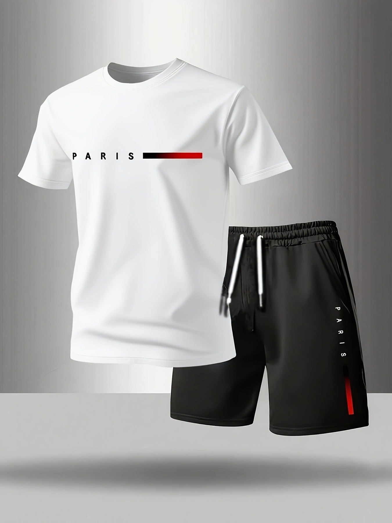【Pago contra entrega】Conjunto deportivo de verano de 2 piezas para hombre: cómoda camiseta de manga corta y pantalones cortos para el día a día y el hogar.