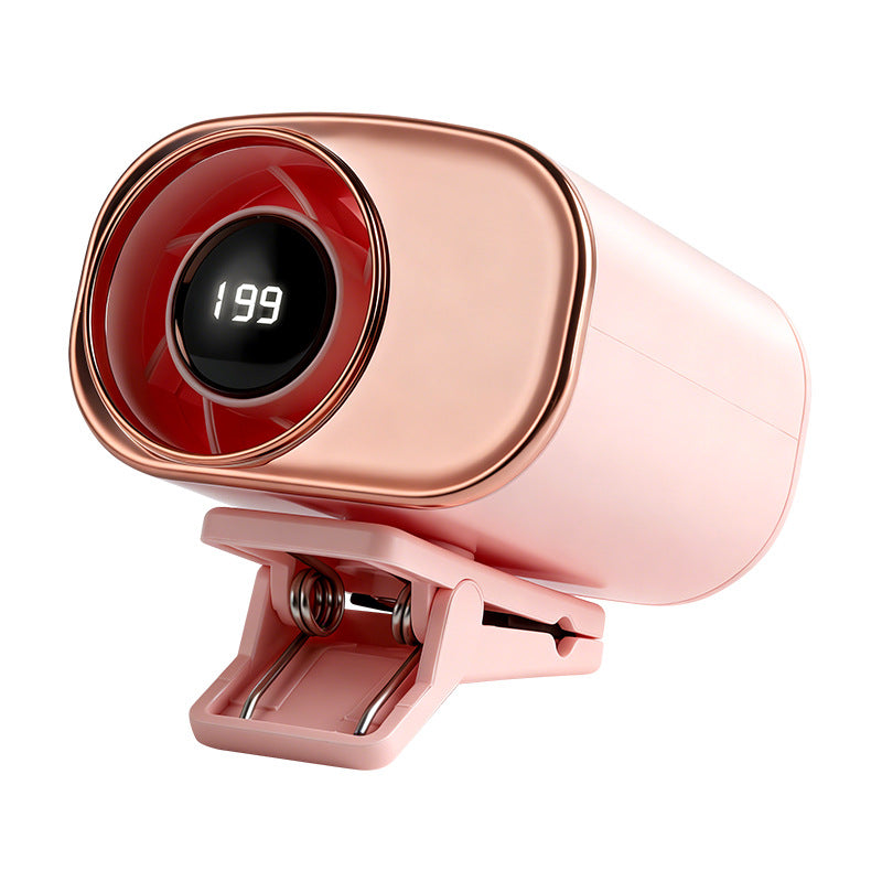 🌀 Ventilador manos libres con pantalla LED, clip integrado y 199 niveles de ajuste