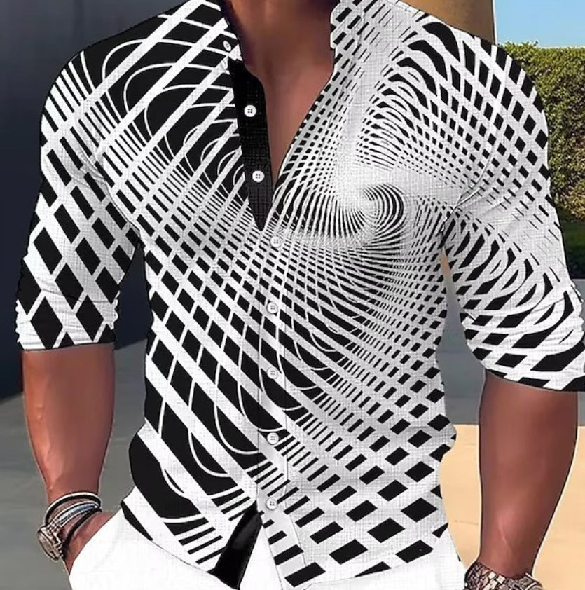 👔【S-6XL】Pánská trendy ležérní košile s dlouhým rukávem s 3D digitálním potiskem