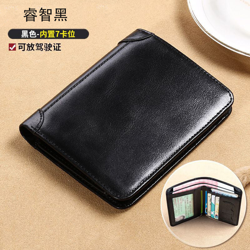 👝【2 piezas】✨ Nueva cartera antirrobo de cuero genuino para hombre
