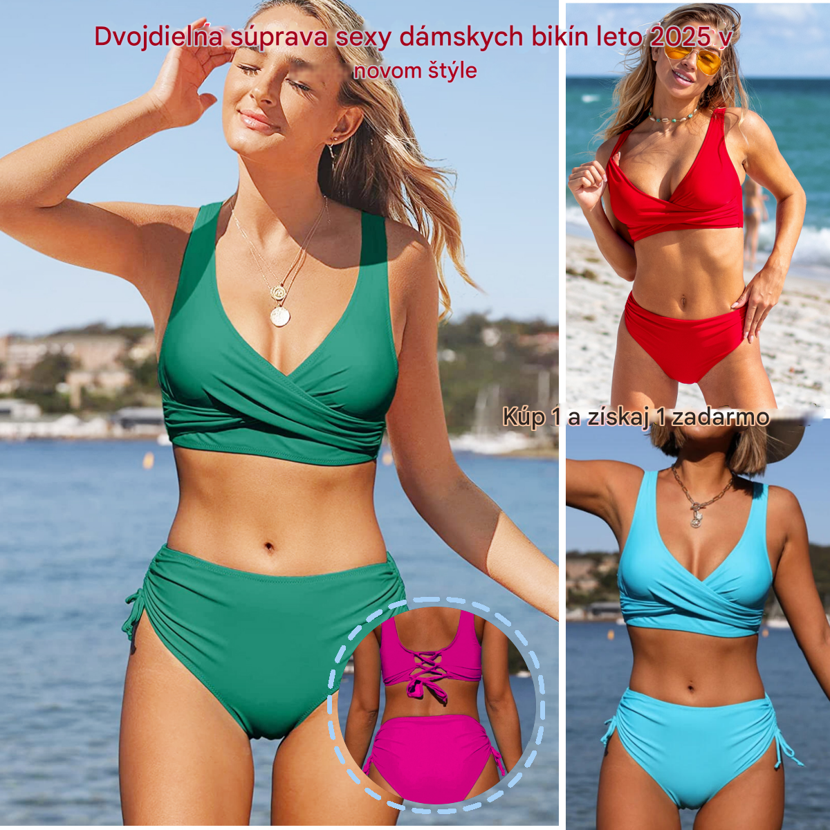 👙【Sleva na nový produkt】🏖️🌴【S-3XL】Nové dámské jednoduché jednobarevné, rychleschnoucí, pohodlné a prodyšné bikiny pro léto 2025.