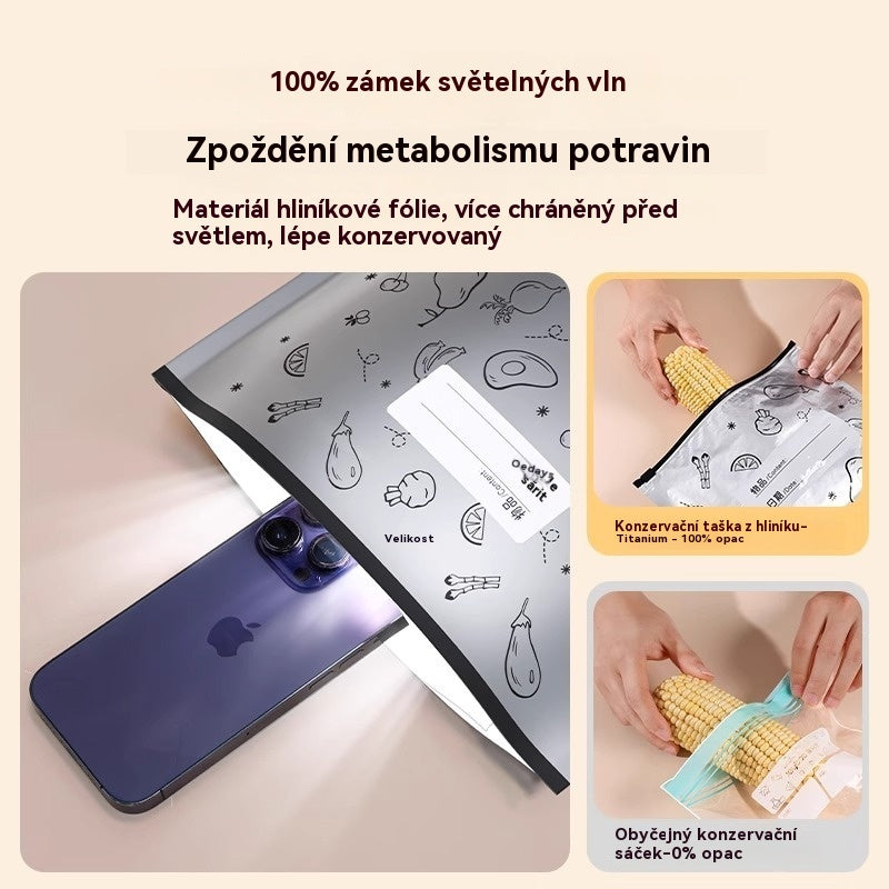 🥩【90 kusů】Sáček z hliníkové fólie potravinářské kvality se zipem pro zachování čerstvosti, vhodný do domácí lednice