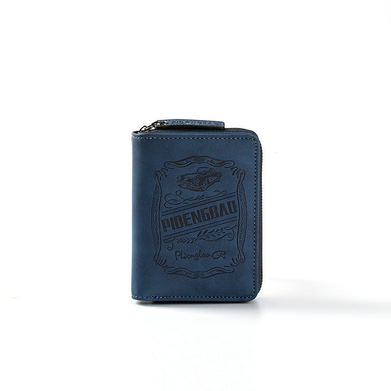 🔥🔥【Disponible en 4 colores】 Cartera de hombre de cuero genuino estilo retro, hecha a mano, con cremallera y ranura para varias tarjetas.