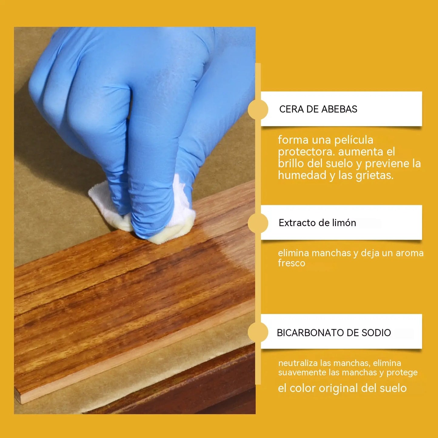 Spray abrillantador de madera con cera de abeja de 120 ml (incluye esponja y toalla) para el cuidado de los muebles, la prevención de grietas y la protección de la pintura.