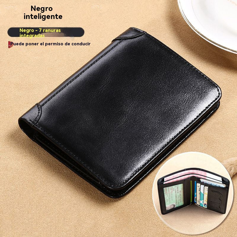 👝【2 piezas】✨ Nueva cartera antirrobo de cuero genuino para hombre