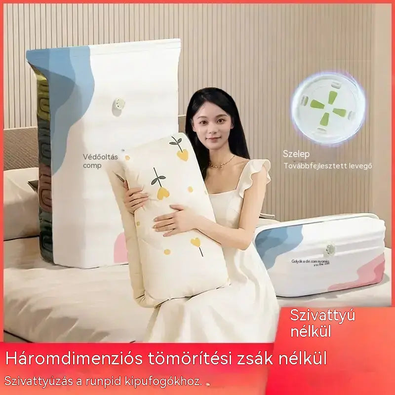 🧳 5 termék mindössze 9900 Ft 💨 Nagy, rugalmas vákuumos tárolótasakok: Nincs szükség pumpára, szivárgásmentes, ideális helytakarékosságra a bőröndben és otthon ✈️