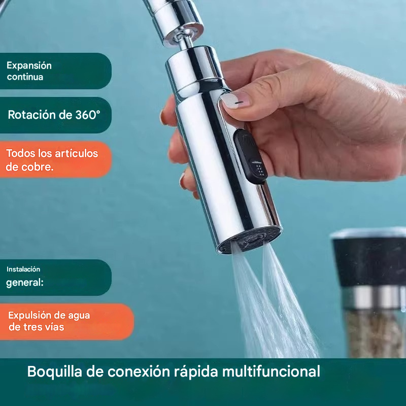 🔥💦 Grifo de cocina universal con filtro | A prueba de salpicaduras y con amplificador de presión_4212344