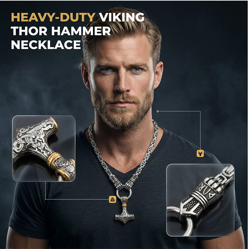 ⚡ 50% de descuento 🔥 Collar con martillo vikingo de Thor